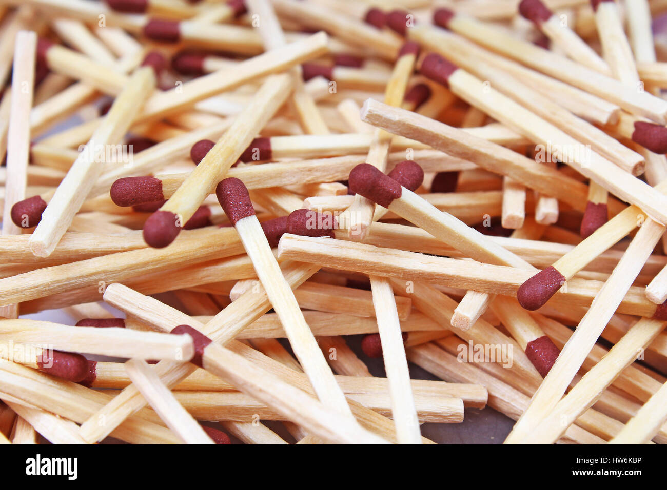 Match sticks with brown heads in a row. Fire Matches texture pattern concept. Stacked matches as background Stock Photo