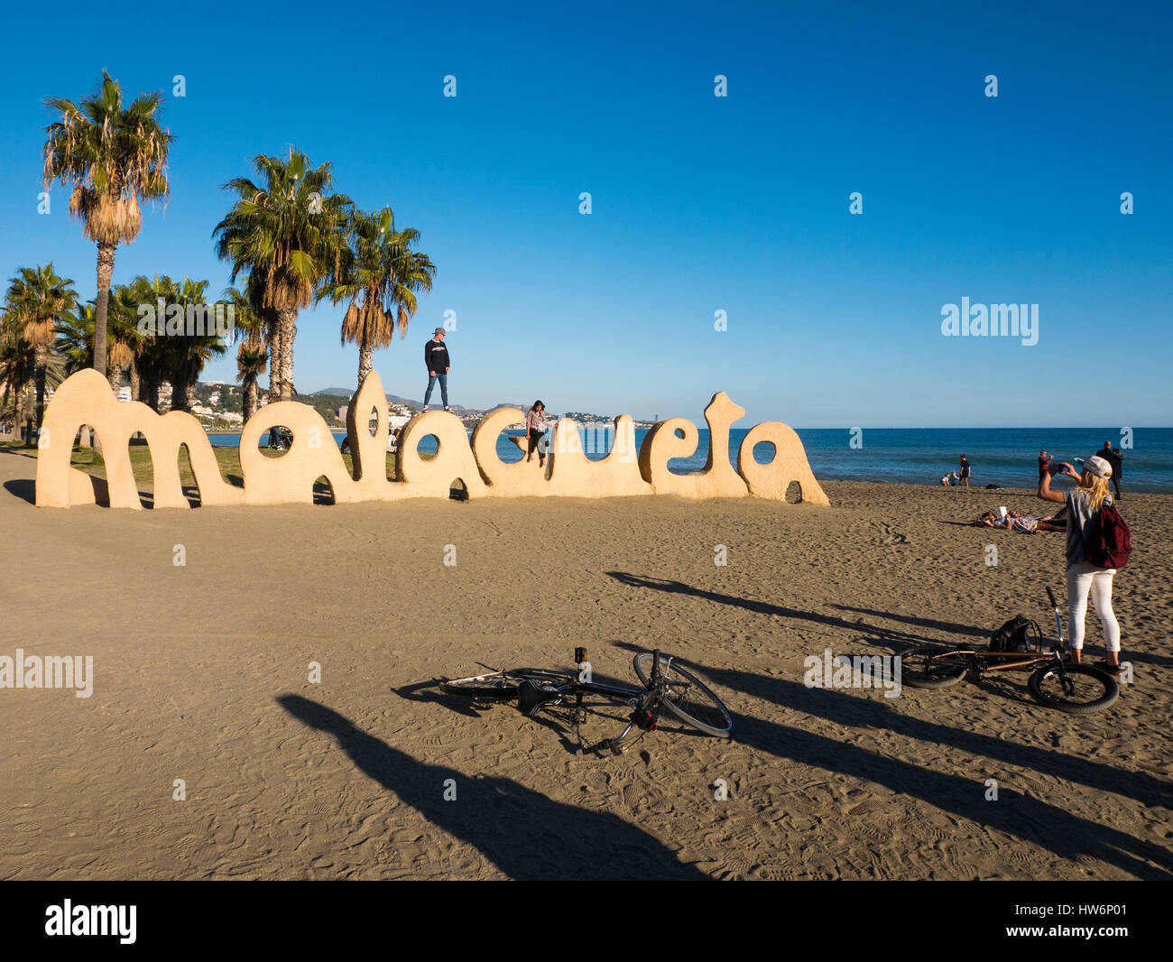 Malagueta beach. Malaga Costa del Sol, Andalusia Southern Spain.Europe Stock Photo