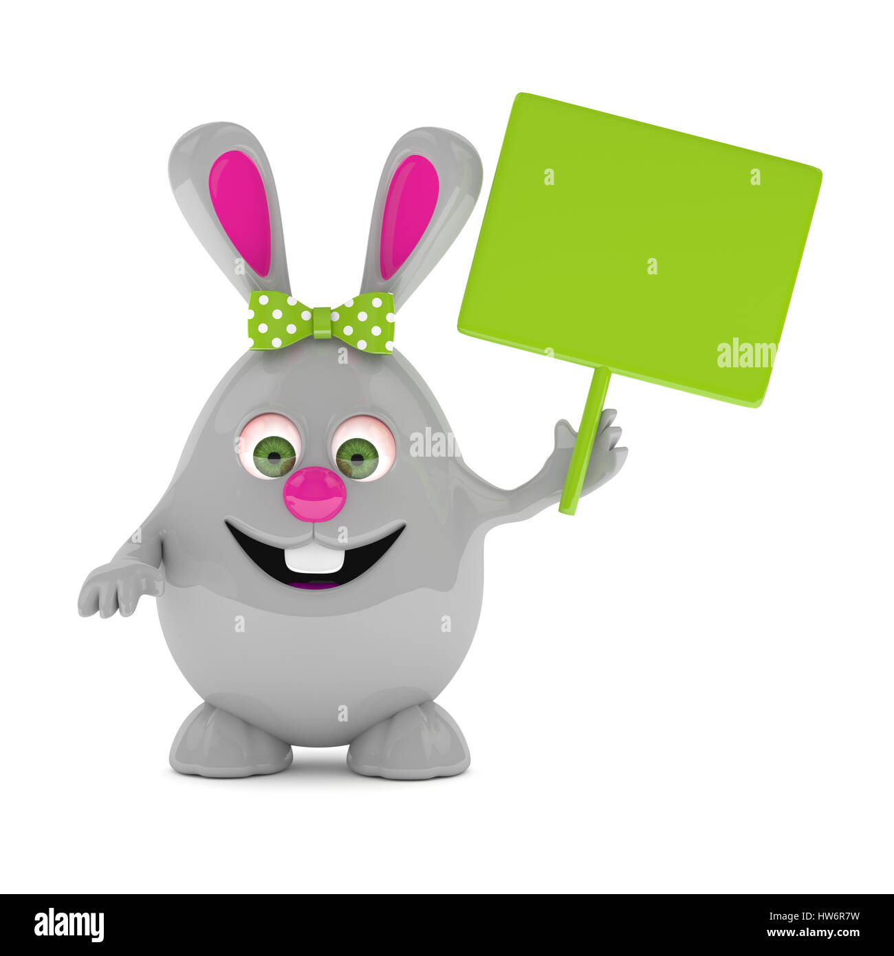 3d rendering of Easter bunny holding advertising board Stock Photo Alamy