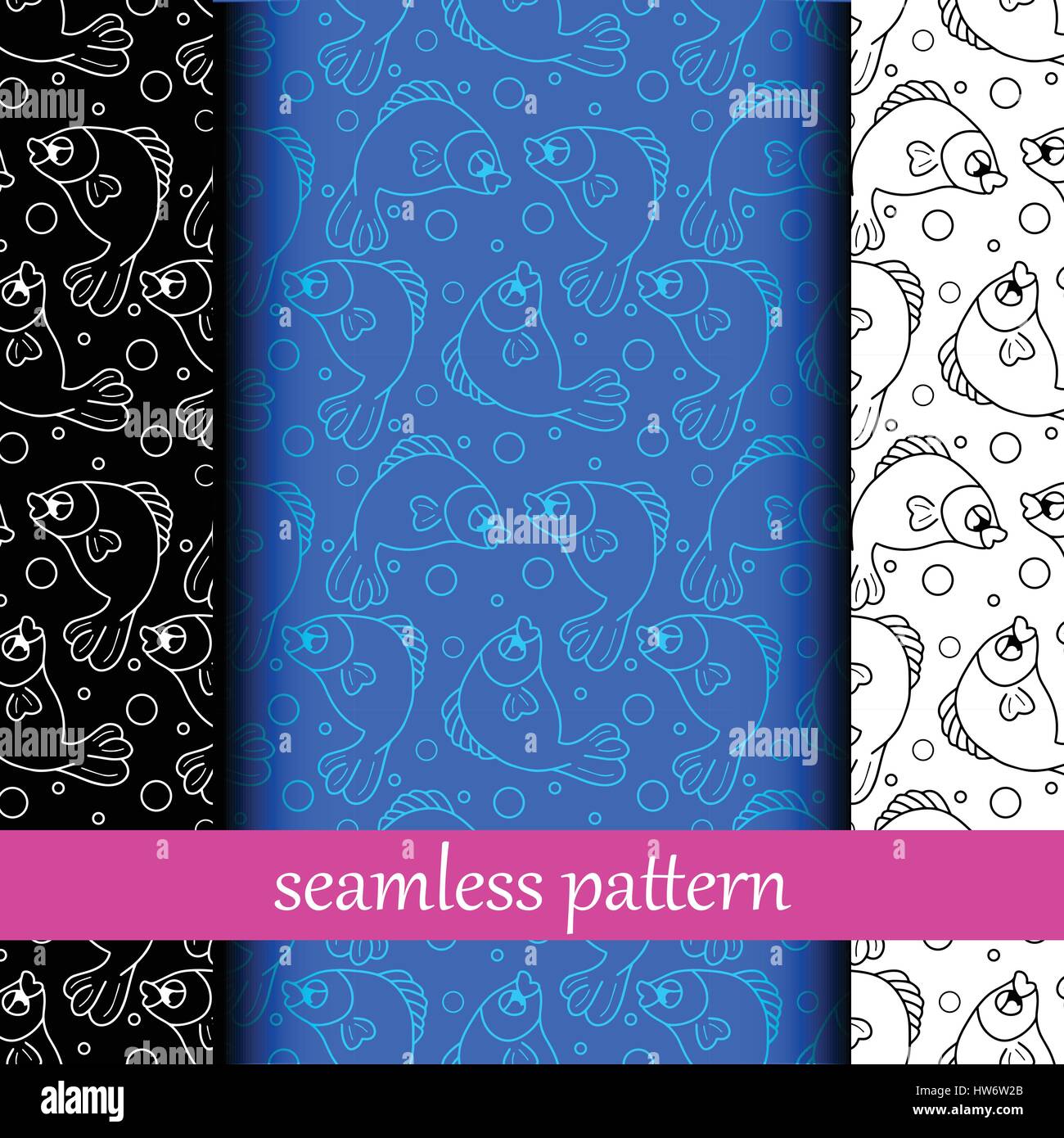 set of seamless pattern with fish. vector Stock Vector Image & Art - Alamy