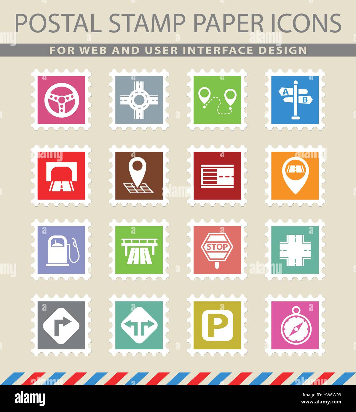 road web icons on the postage stamps Stock Vector Image & Art - Alamy