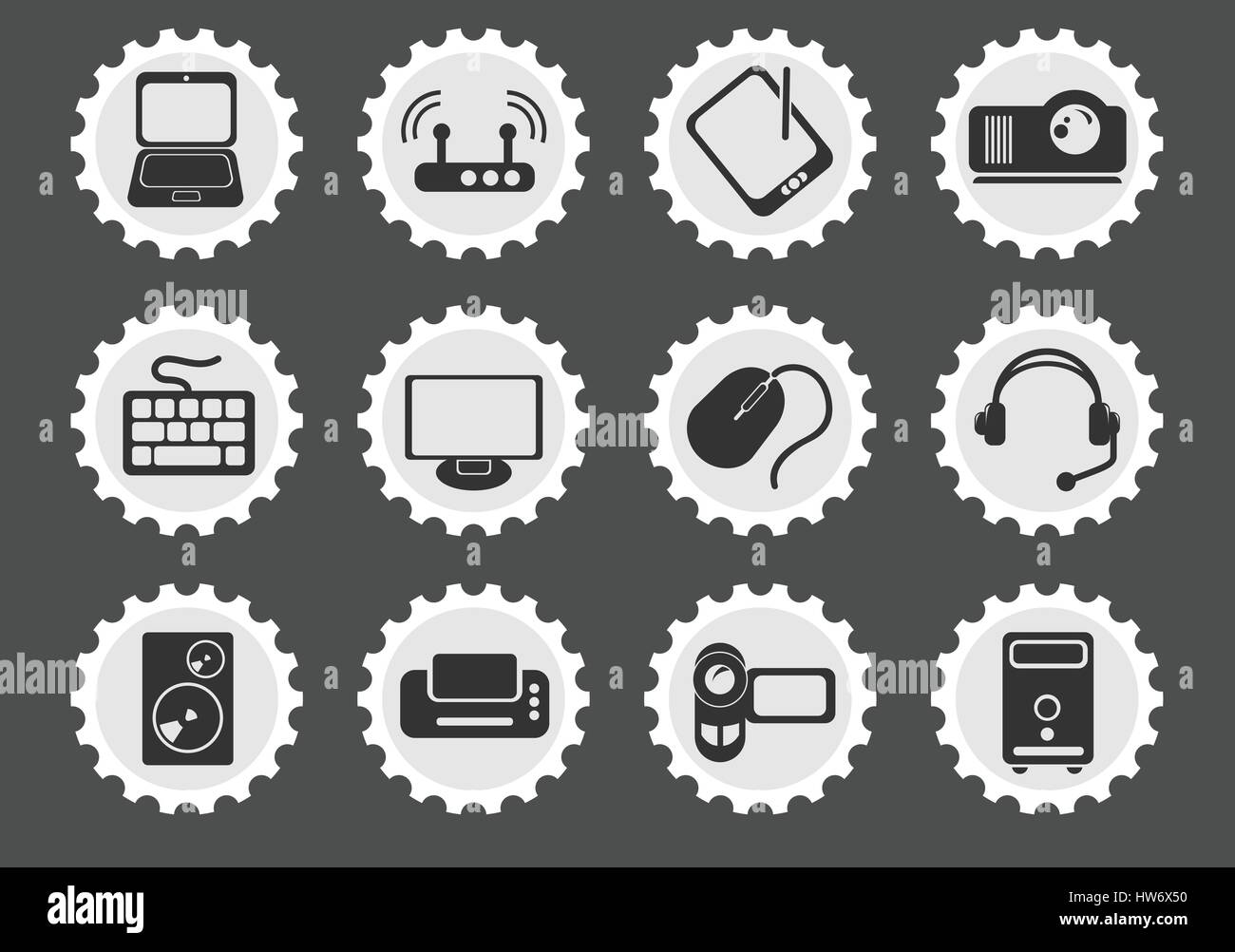 Computer equipment simply symbols for web and user interface Stock ...