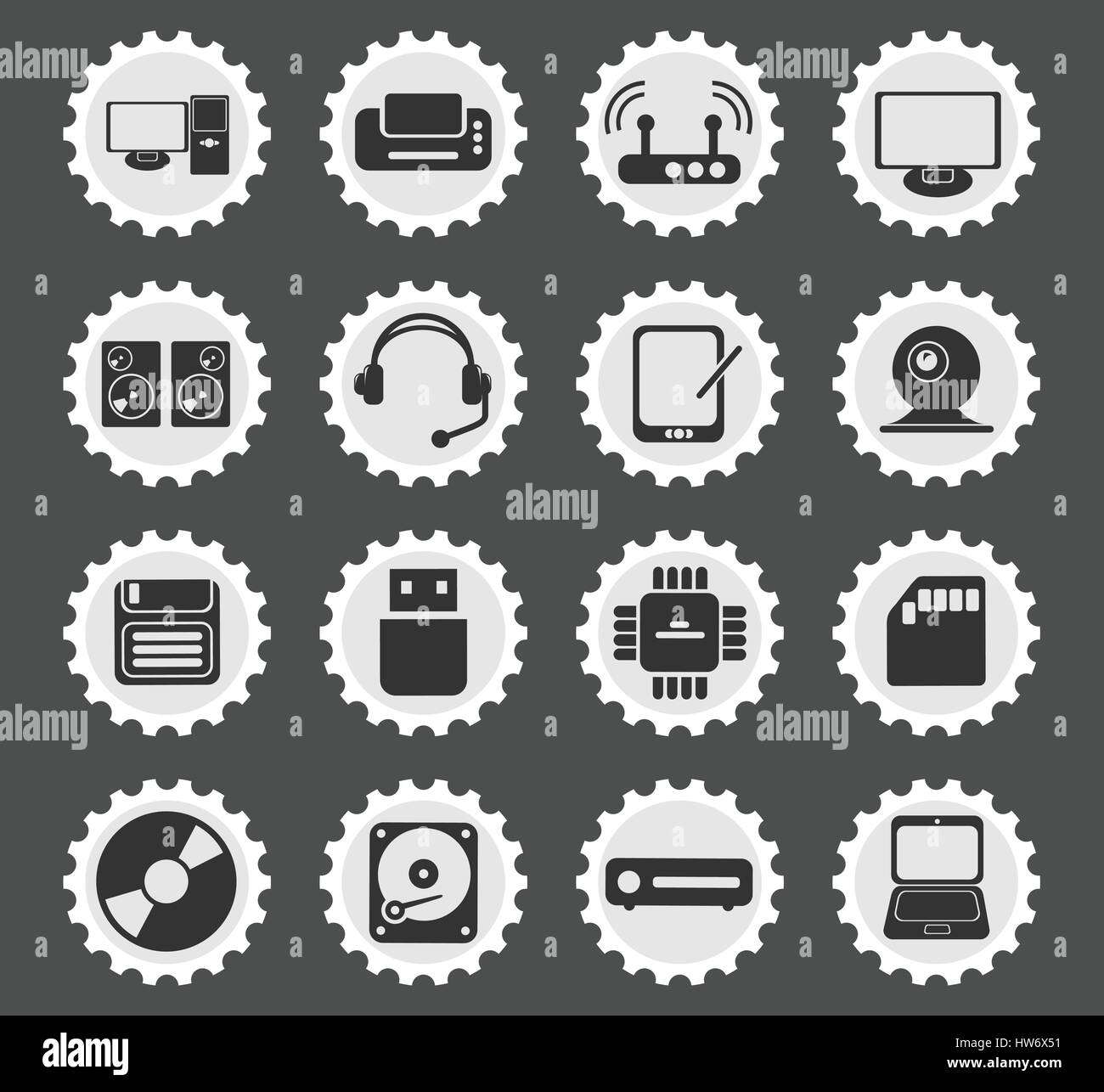 Computer equipment simply symbols for web and user interface Stock ...