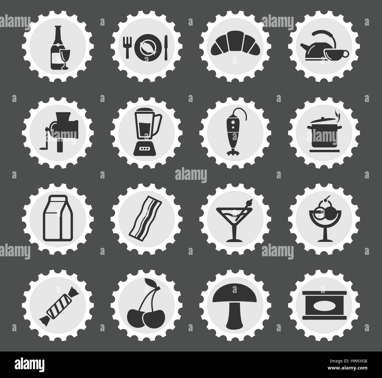 Food and kitchen simple icons for web Stock Vector Image & Art - Alamy