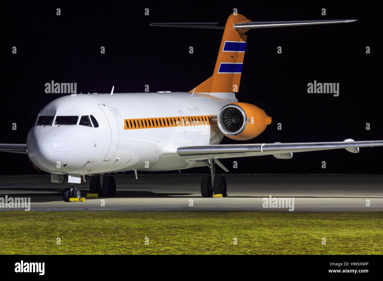 Karlsruhe/Germany March 10, 2017: Government of the Netherlands Fokker 70 at Karlsruhe Airport. Stock Photo