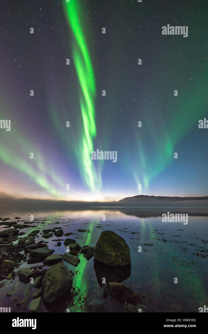 Northern lights in Finnmark Norway Stock Photo
