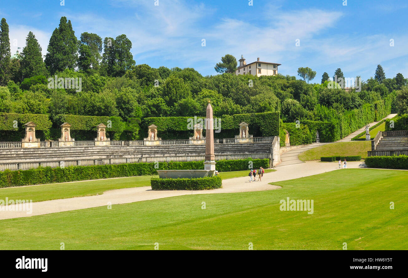 Panorama of the Boboli Gardens in Florence, Italy Stock Photo