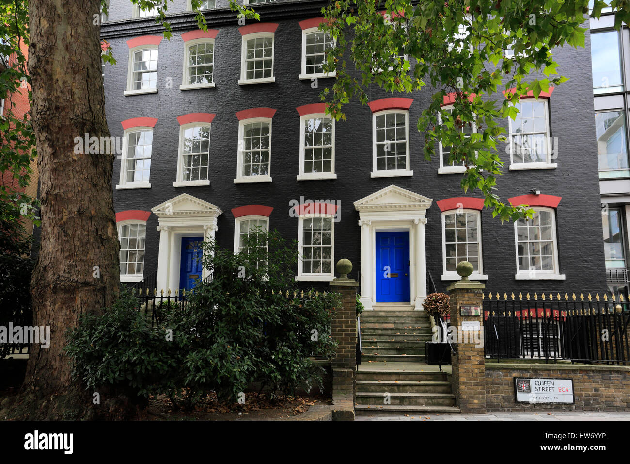 Terrace of Regency houses, Queens Street EC4, London City, England
