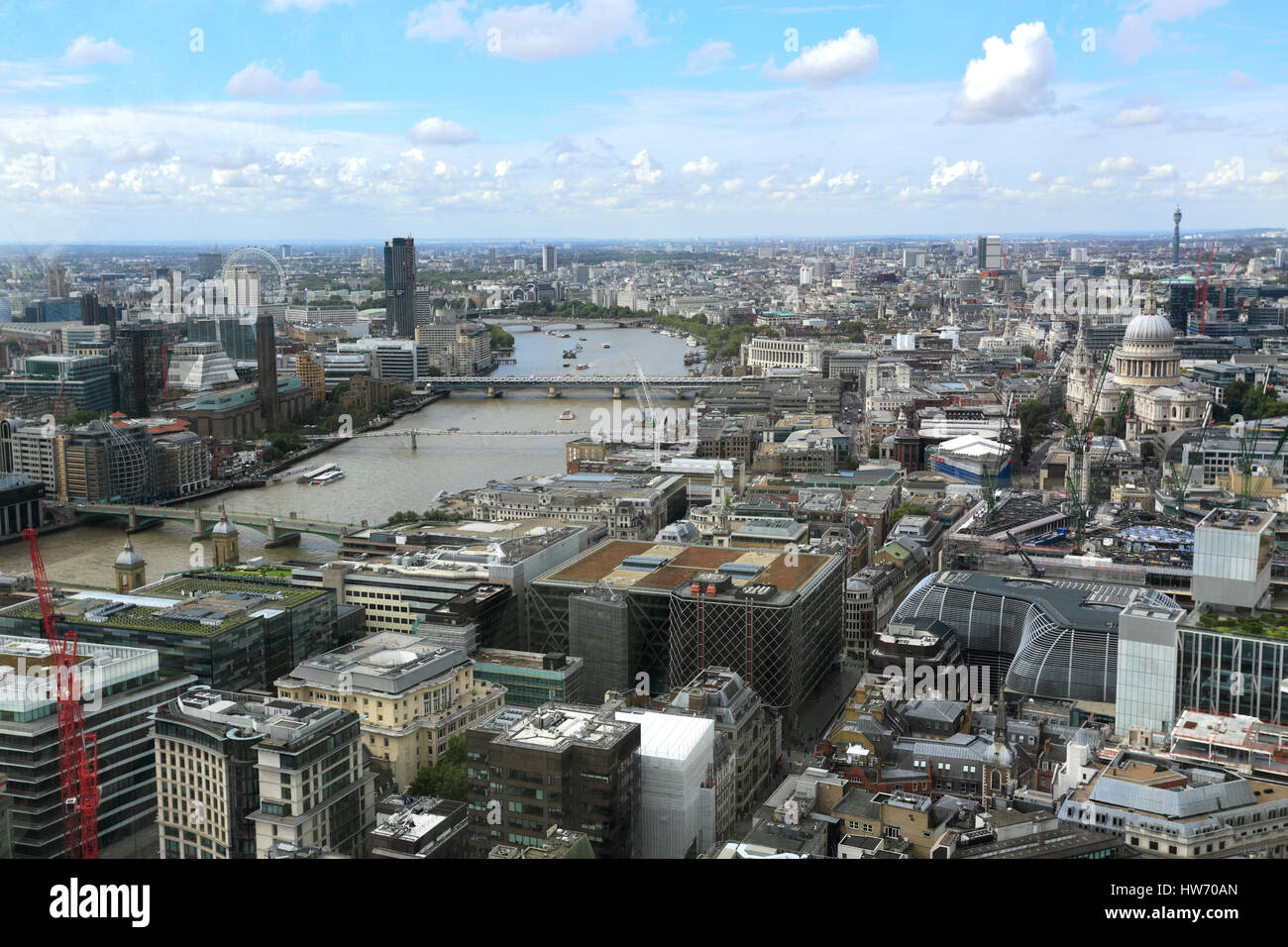 Rooftop view of London from the Walkie-Talkie building, 20 Fenchurch street, London City, England, UK Stock Photo