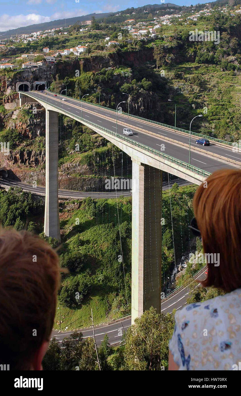 Highway bridge across a gorge near Funchal. Stock Photo