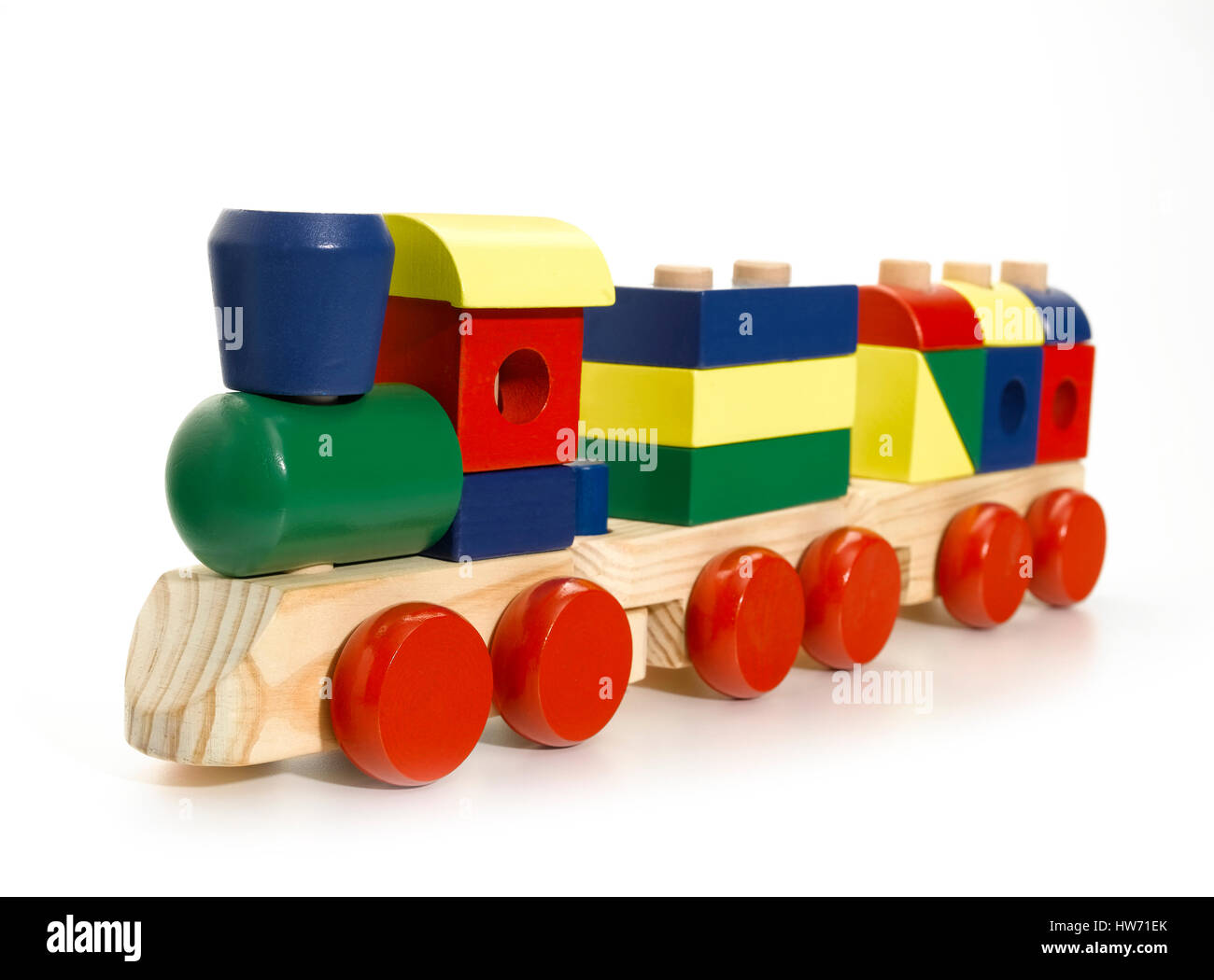 Wooden toy train Stock Photo