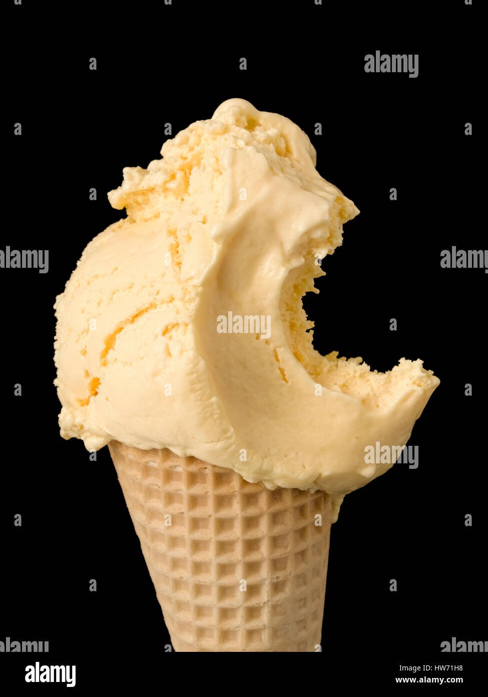 Vanilla Ice Cream with bite Stock Photo