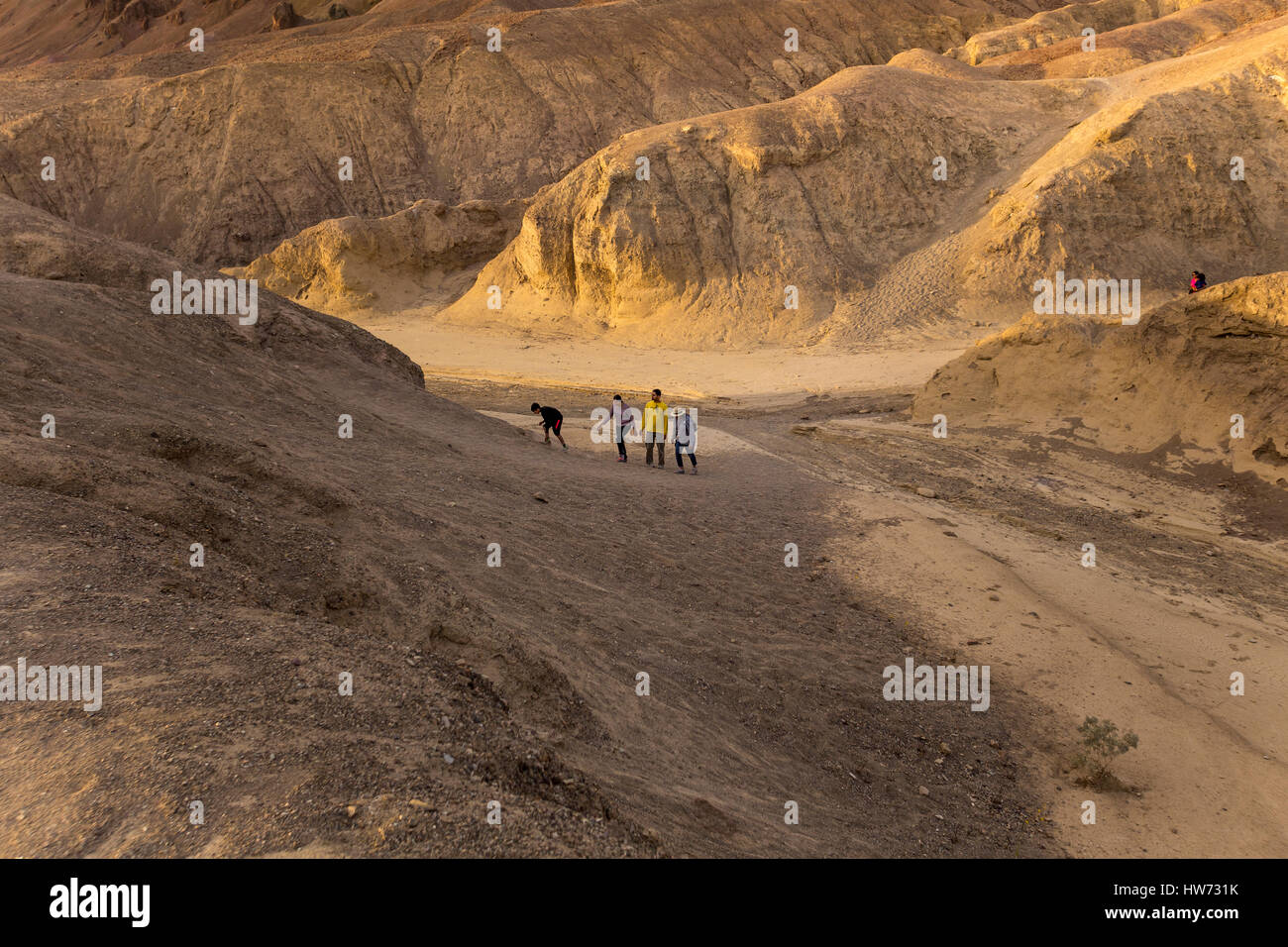 people, tourists, visitors, Artists Palette, Artist Drive, Black Mountains, Death Valley National Park, Death Valley, California Stock Photo