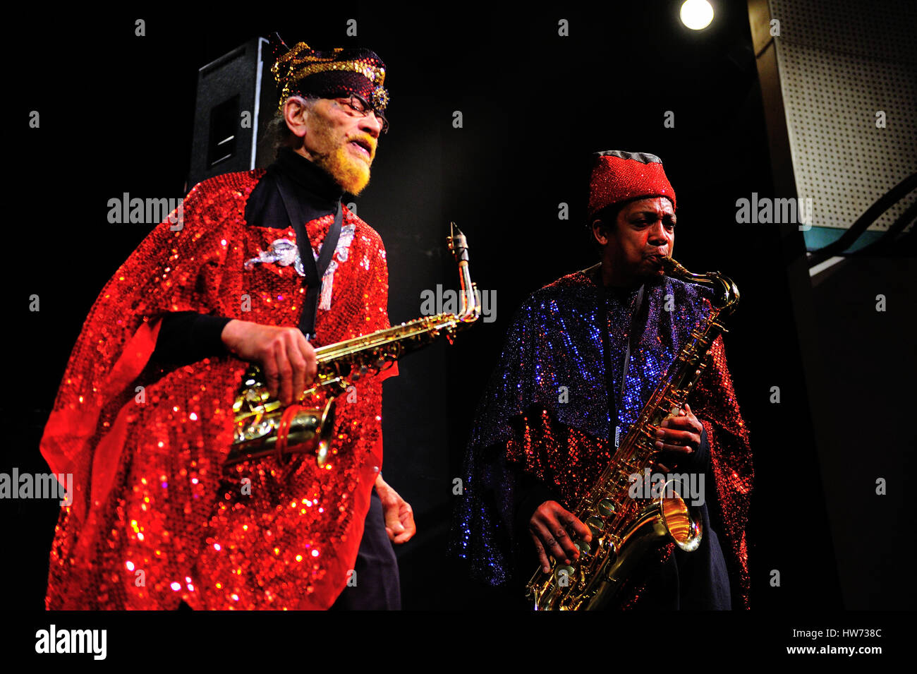 Sun Ra Arkestra,  jazz, music, musician, musicians, performance, player, stage, show, sun ra arkestra, allen, alto sax, photo Kazimierz Jurewicz Stock Photo