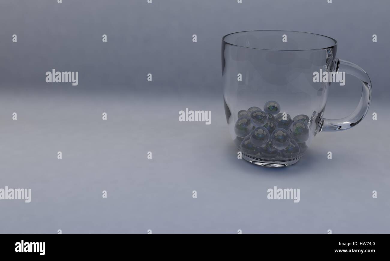 Bistro Glass Cup,glass balls ,isolated on white 3d render, background