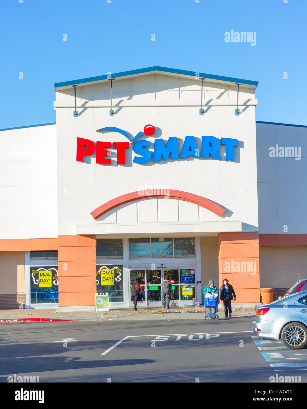 SACRAMENTO, USA - DECEMBER 21:  Pet Smart store entrance on December 21, 2013 in Sacramento, California. PetSmart, Inc. is a retail chain  of specialt Stock Photo