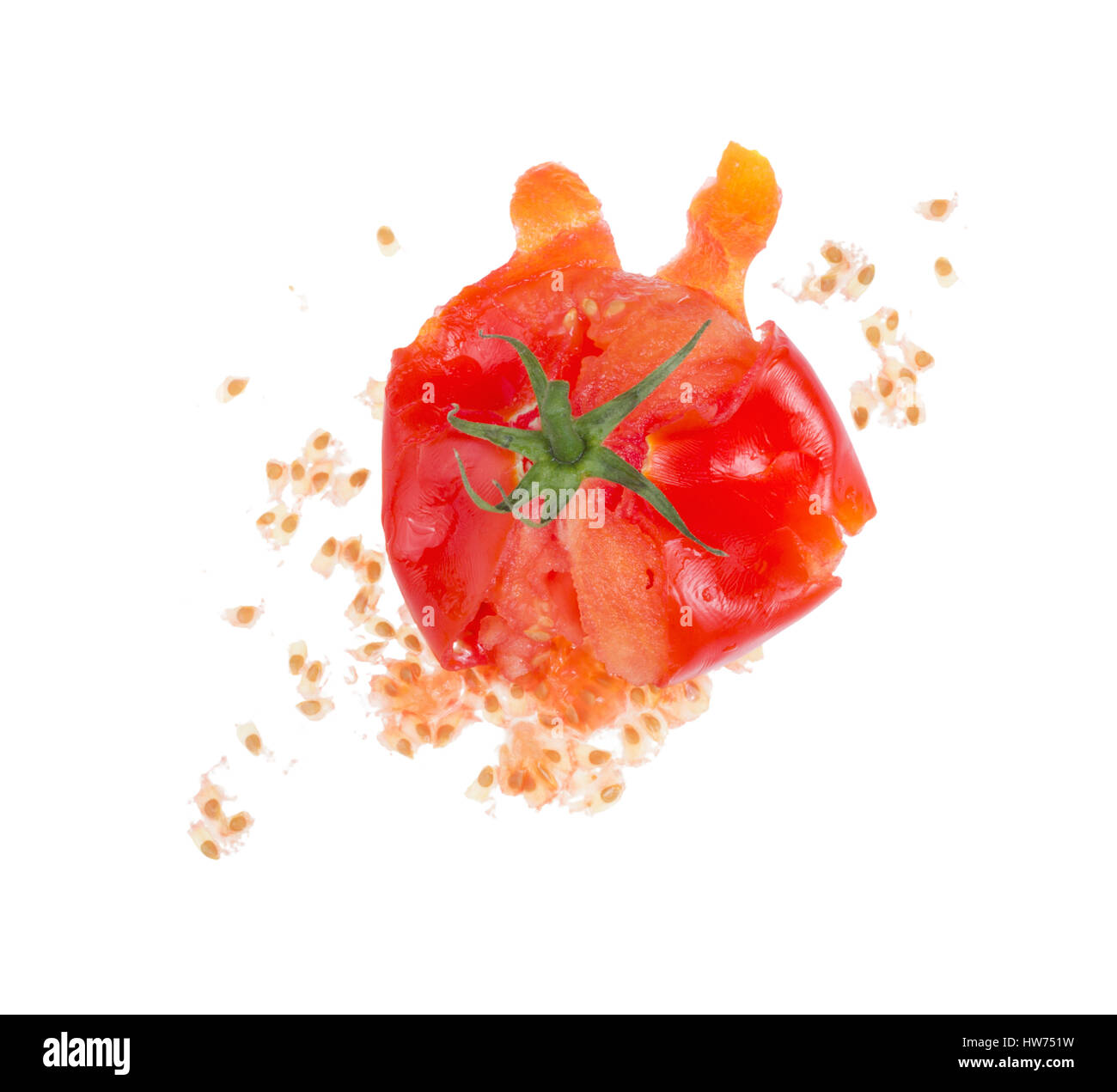 Crushed fresh tomato isolated on white background Stock Photo Alamy