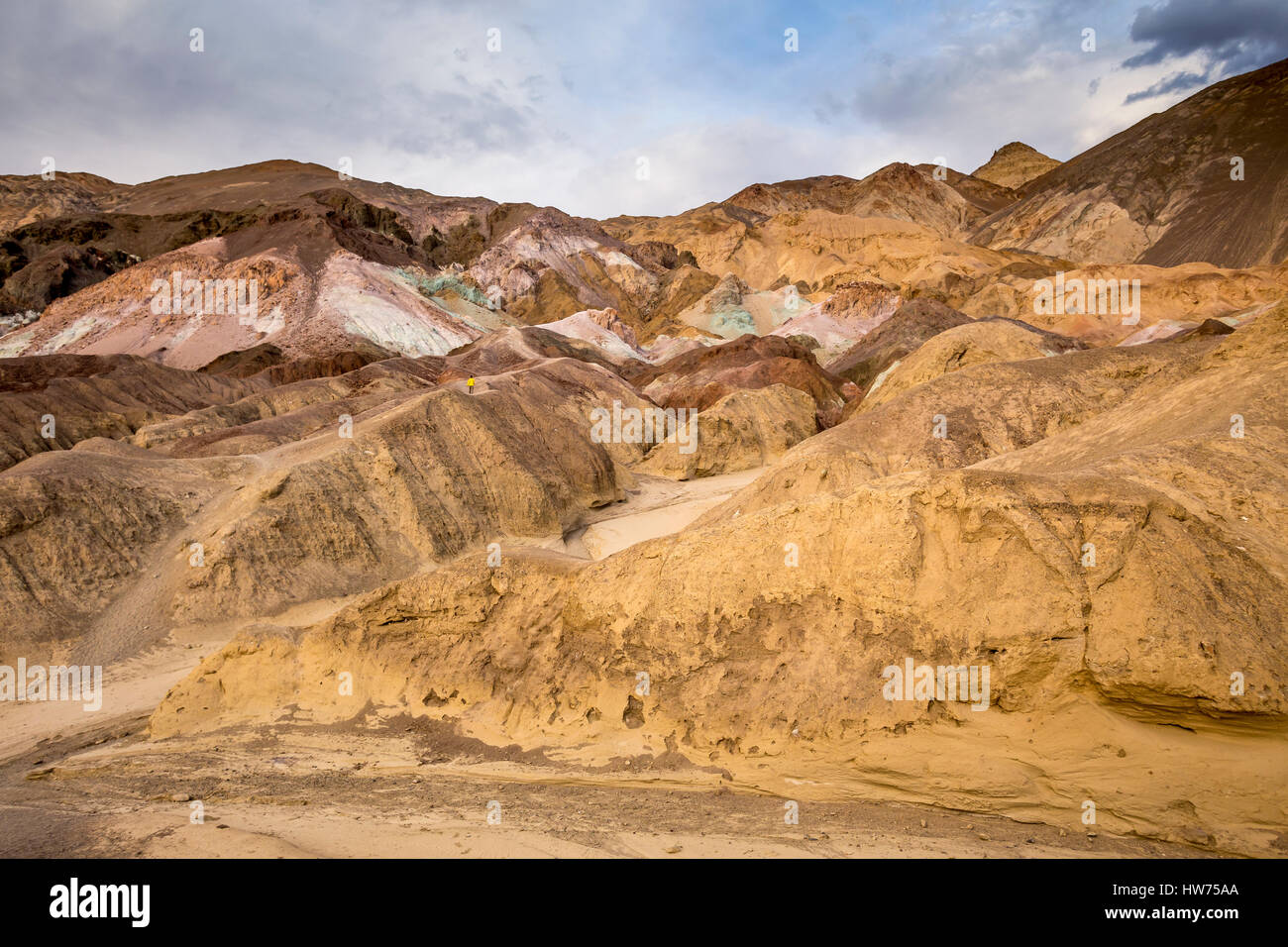 people, tourist, visitor, Artists Palette, Artist Drive, Black Mountains, Death Valley National Park, Death Valley, California Stock Photo