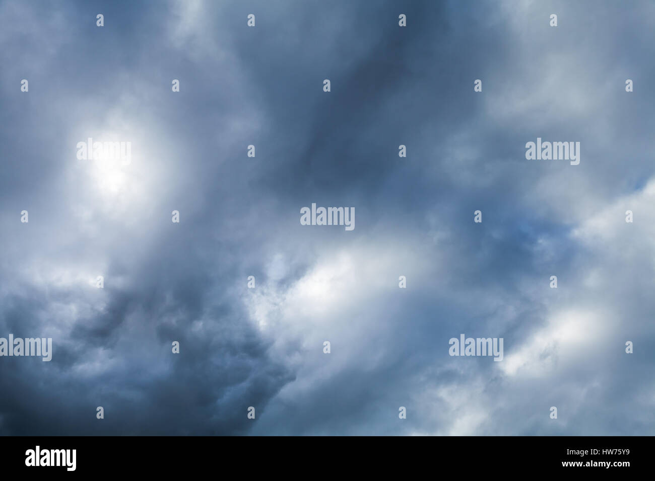 Dark dramatic sky with stormy clouds, abstract nature background photo Stock Photo