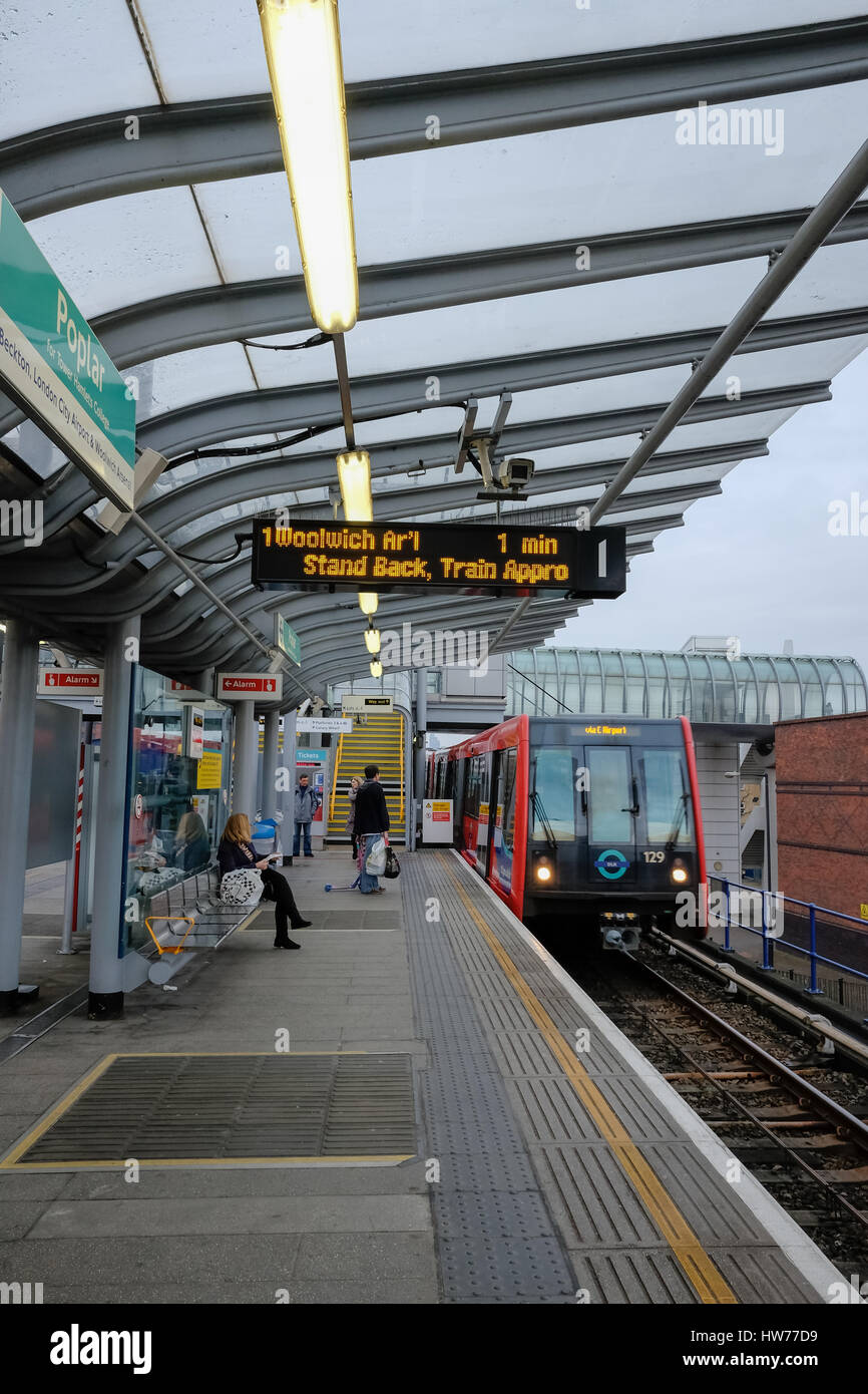 Poplar station, Docklands Light Railway (DLR), London. Stock Photo