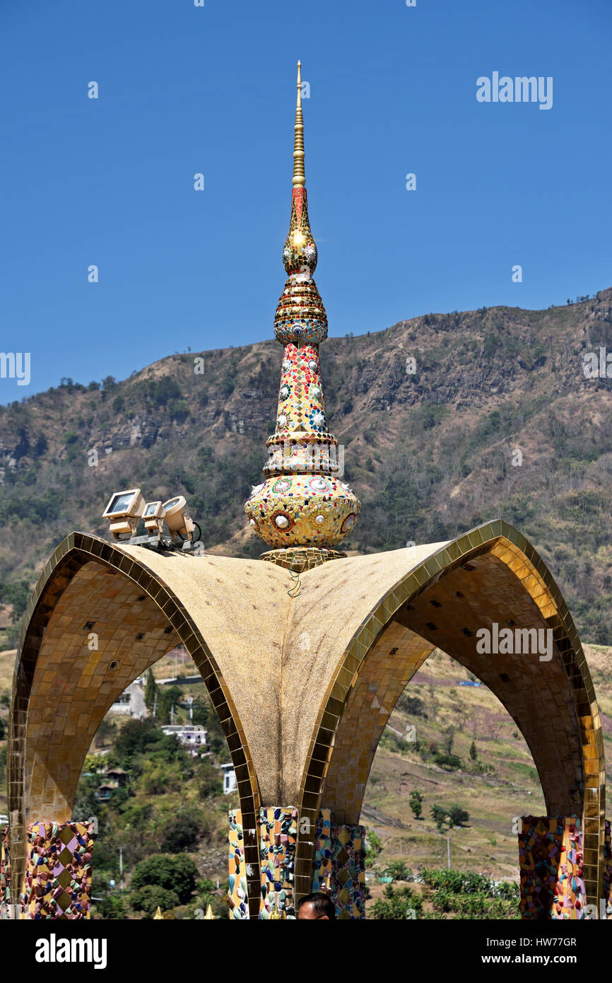 A roof pinnacle in the temple complex of Wat Phra Sorn Kaew at Khao