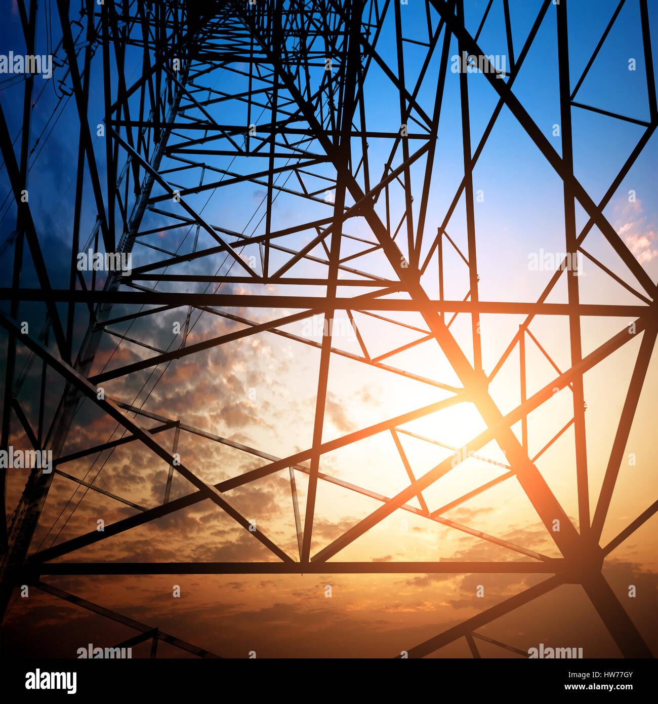 high voltage post.High-voltage tower sky background Stock Photo - Alamy