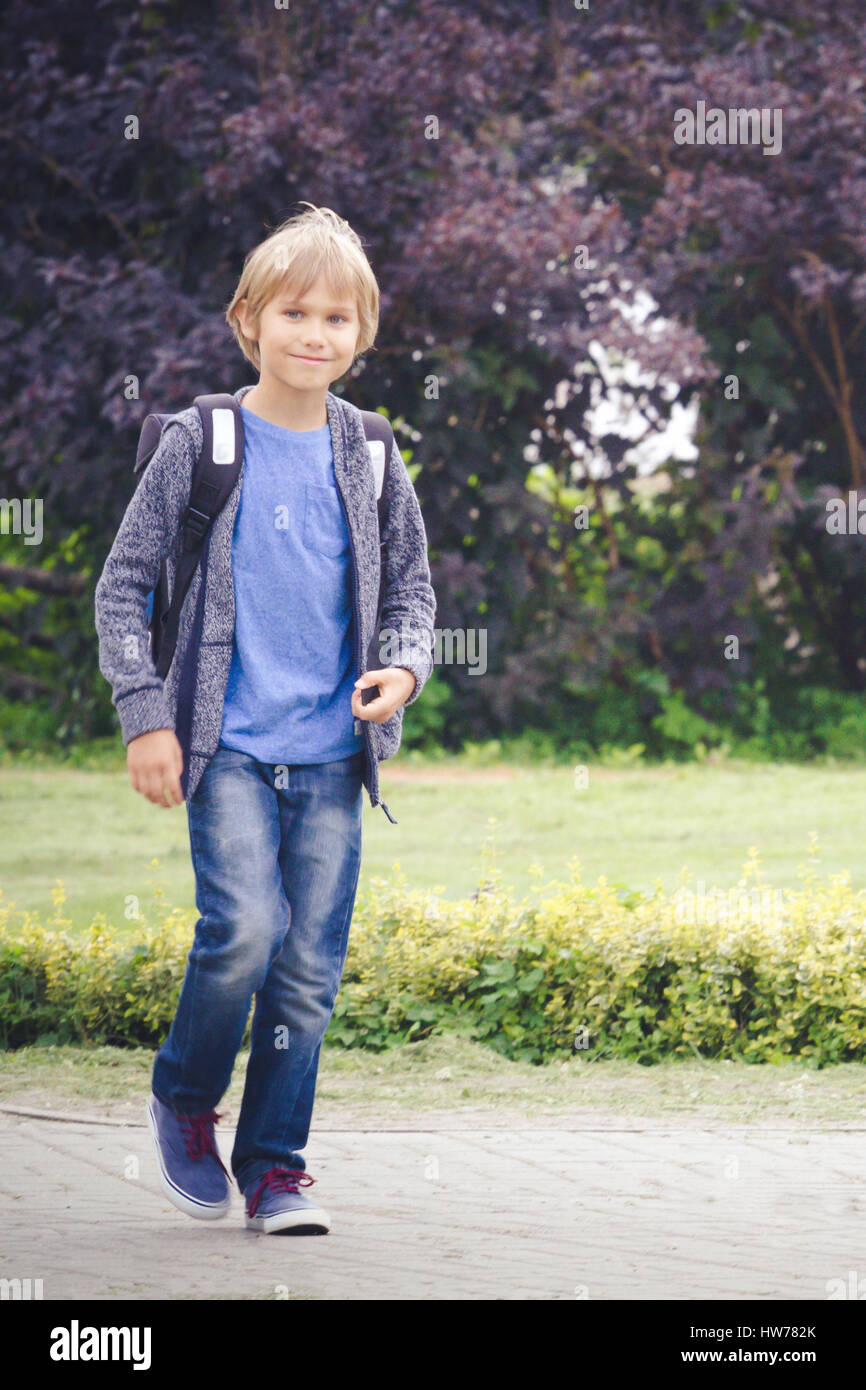 Happy Boy With A Backpack To Go School Education Back To School People Concept Stock Photo Alamy Happy Boy With A Backpack To Go School Education Back To School People Concept Stock Photo Alamy