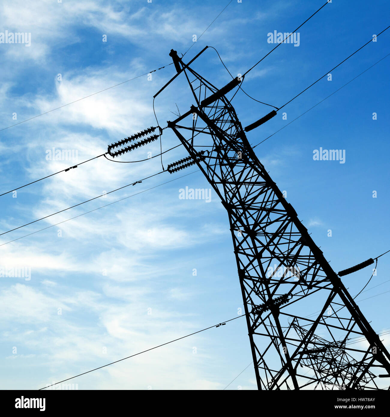 high voltage post.High-voltage tower sky background Stock Photo - Alamy