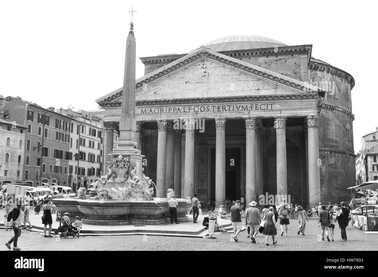 Rome, Italy - June 22, 2016: Tourists visit the Partheon, a former Roman temple, now a church, located in Piazza dela Rotonda in Rome, Italy Stock Photo