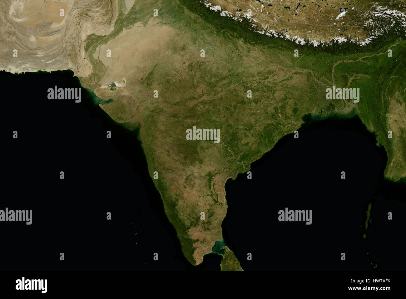 India and the surrounding region. View from space. Stock Photo
