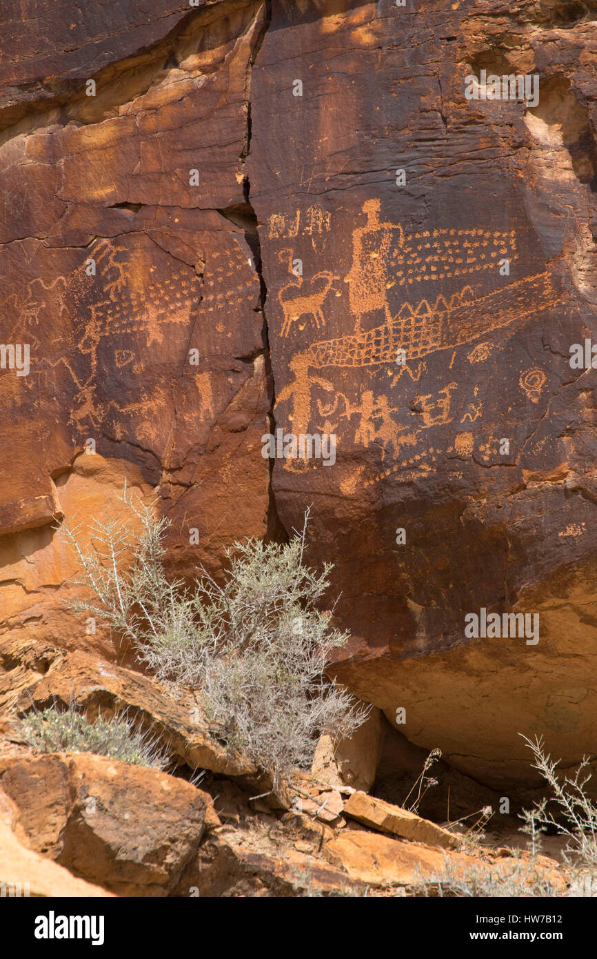 Petroglyphs, Nine Mile Canyon National Backcountry Byway, Utah Stock