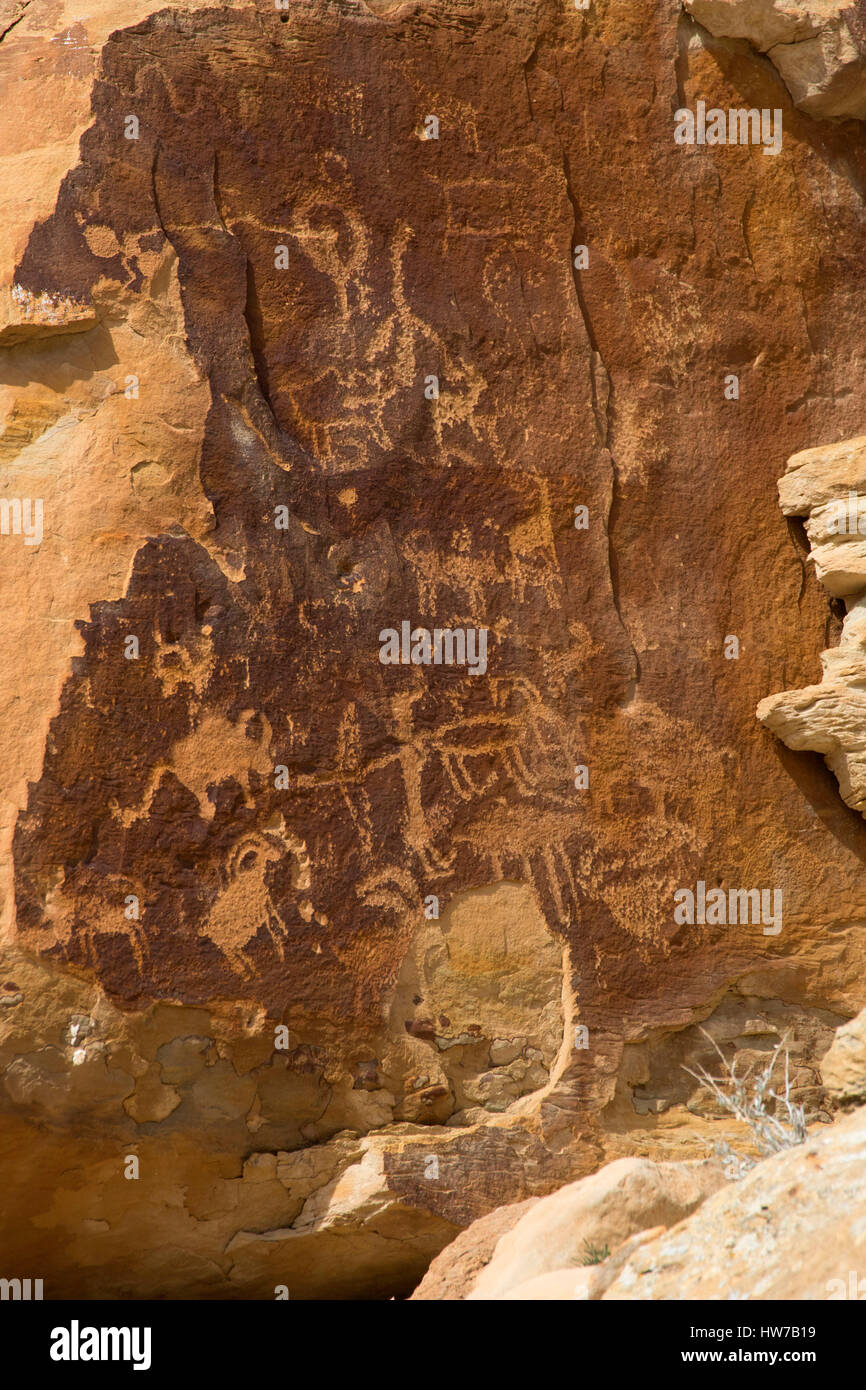 Petroglyphs, Nine Mile Canyon National Backcountry Byway, Utah Stock