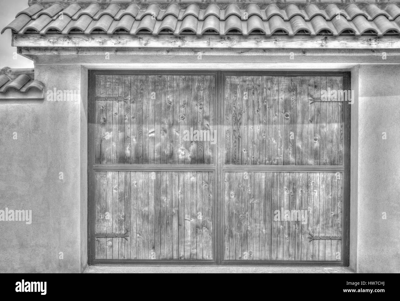 Wooden door in black and white Stock Photo - Alamy