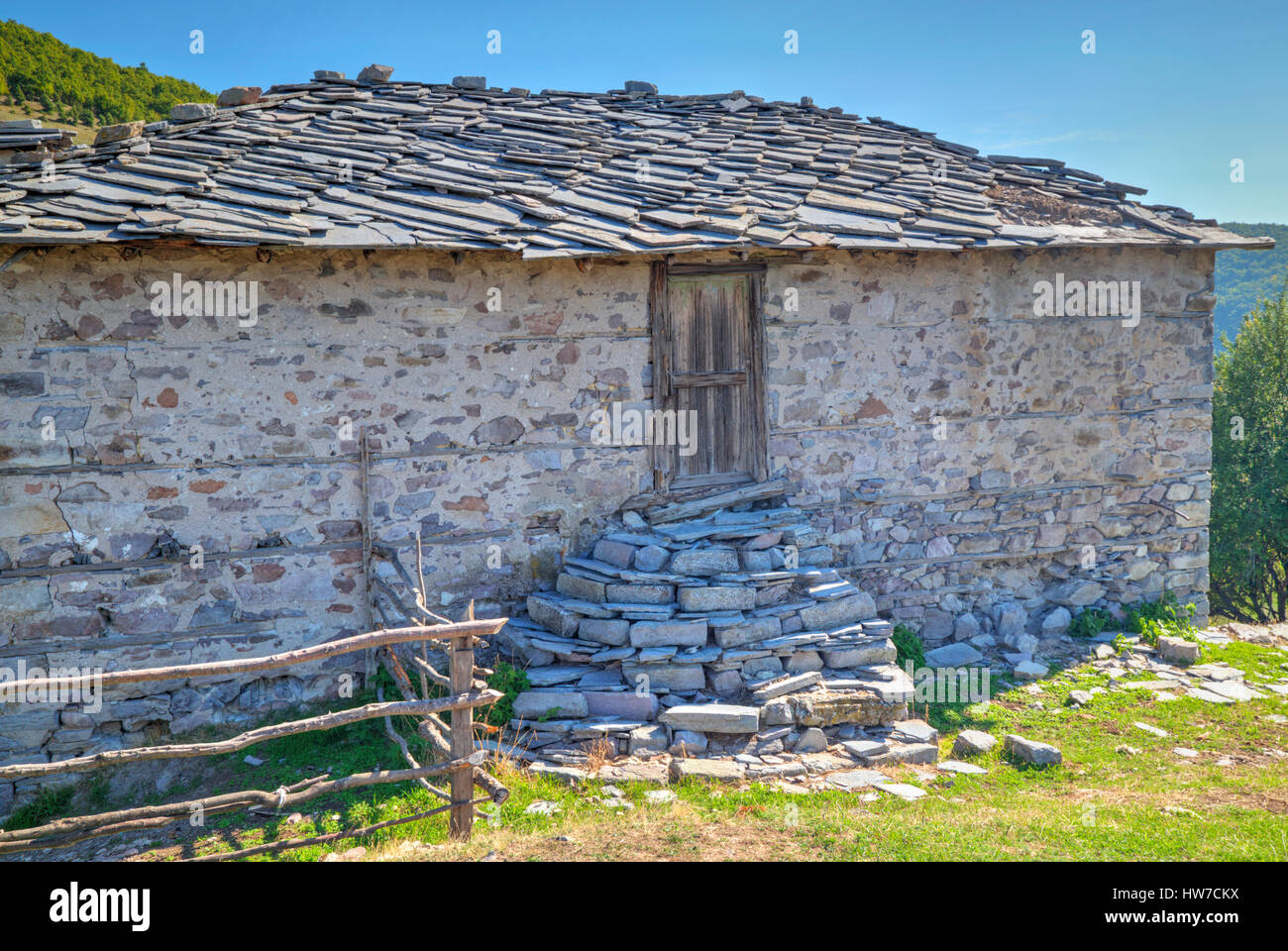 Old stone house in the mountain Stock Photo