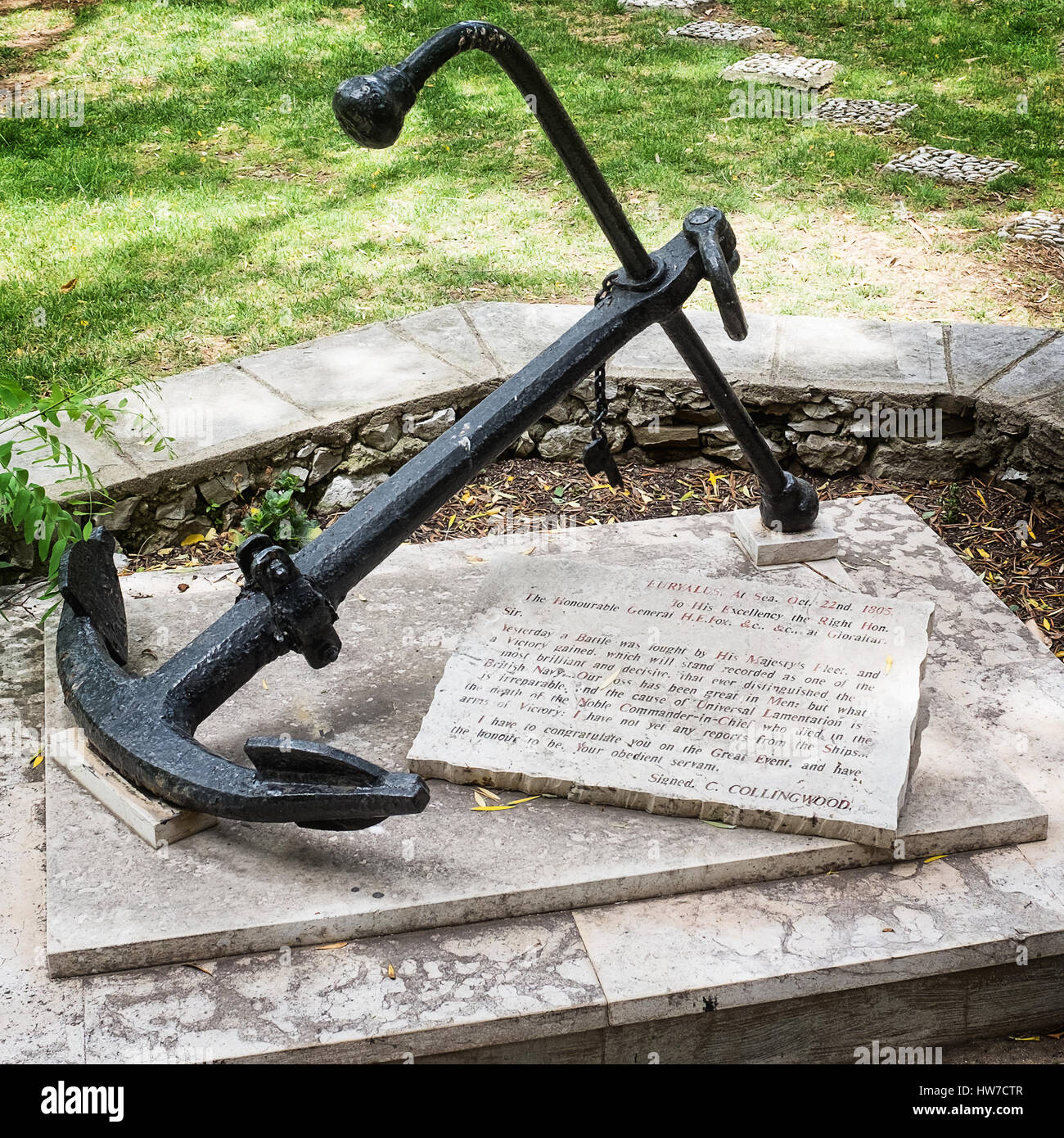 Battle of Trafalgar Monument erected 1992 in the Trafalgar Cemetery Gibraltar Stock Photo