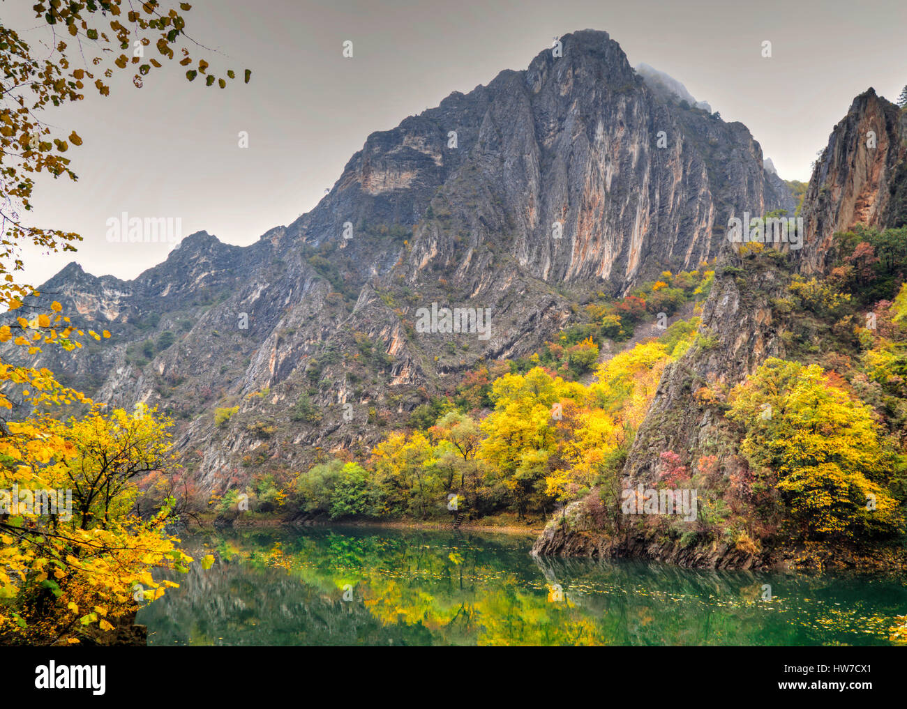 Beautiful landscape with river in the mountain and colorful autumn ...