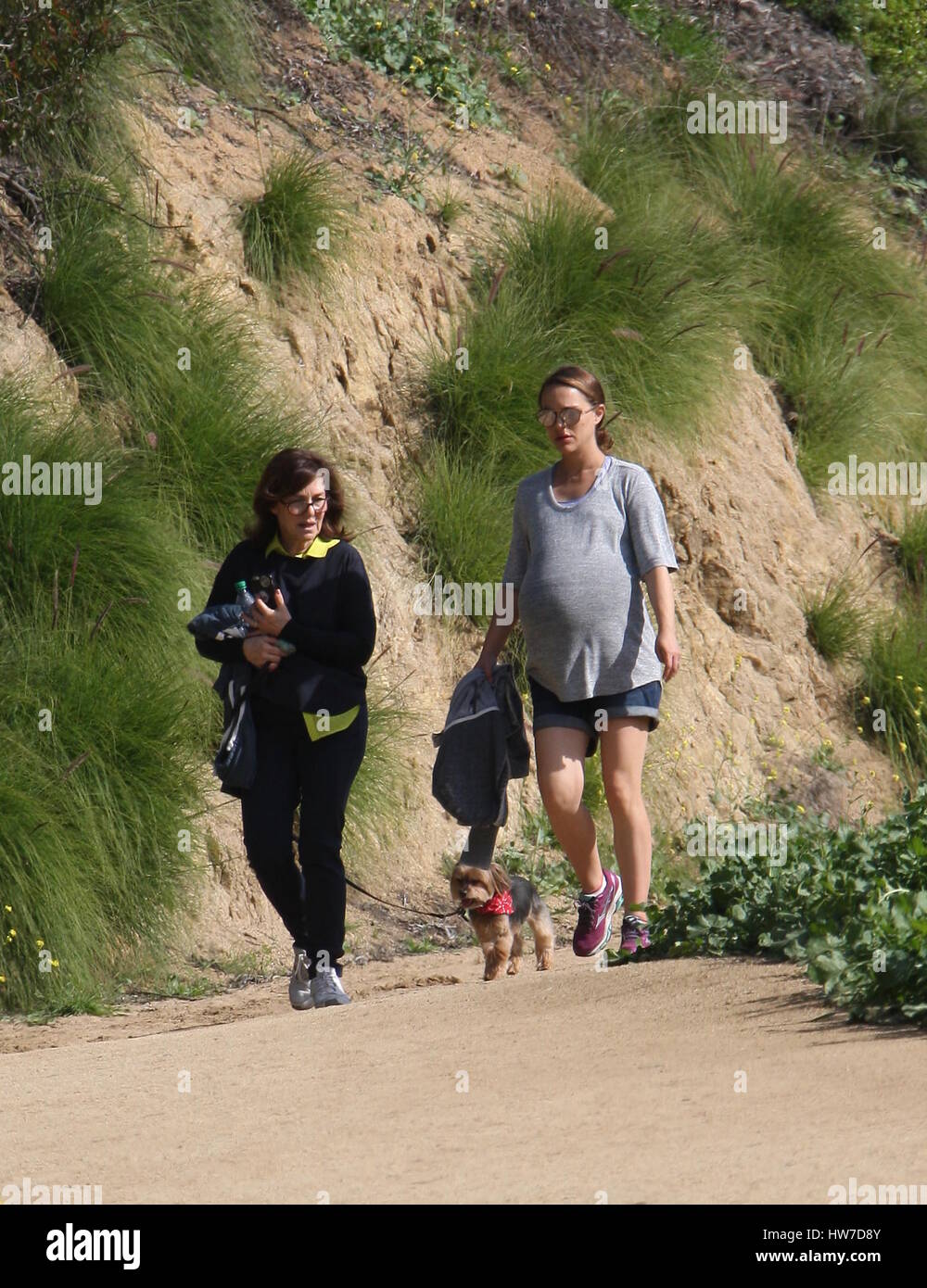Pregnant Natalie Portman shows off her baby bump while out hiking with
