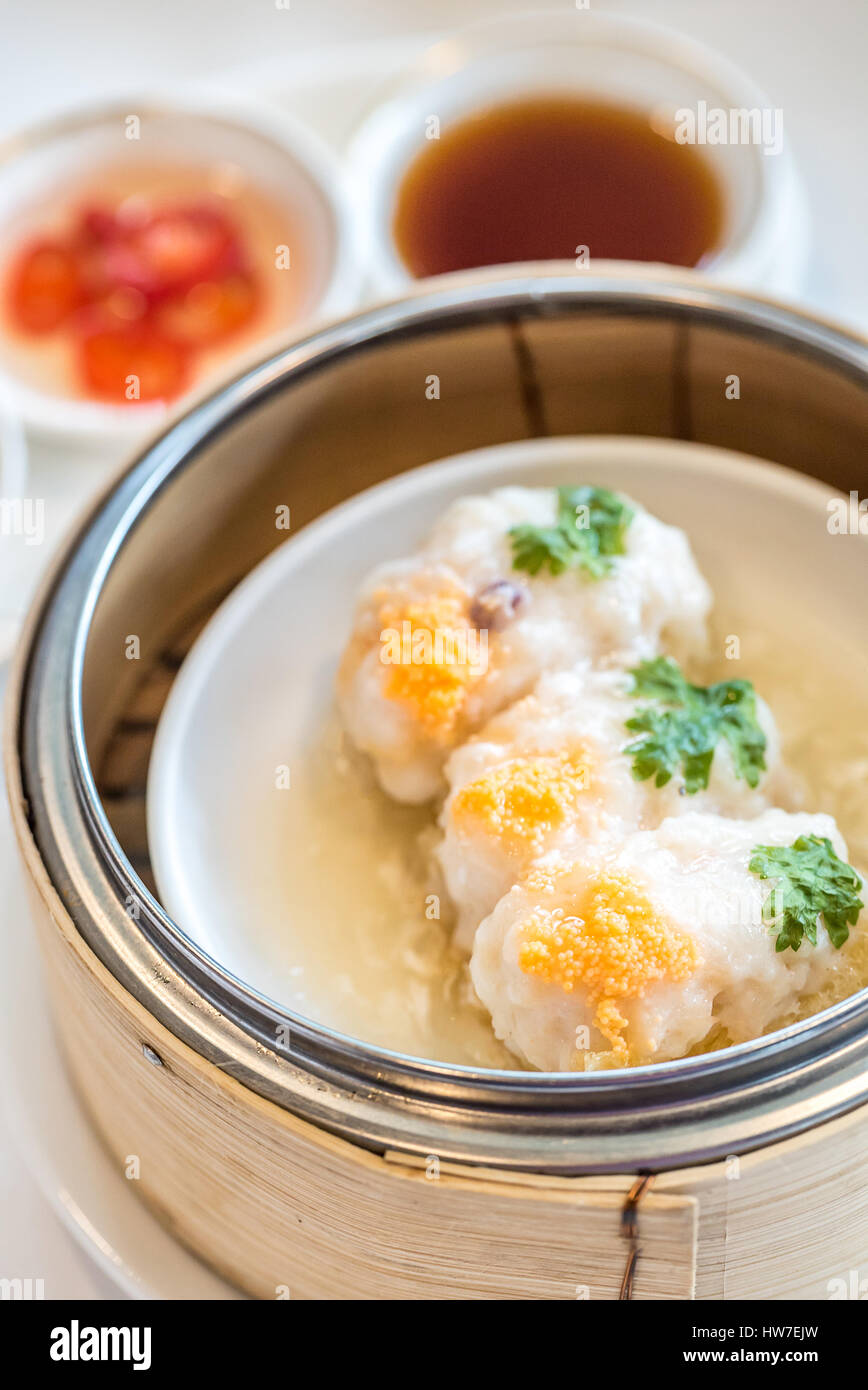 Shrimp Ball with fish maw Chinese dim sum groumet cuisine Stock Photo