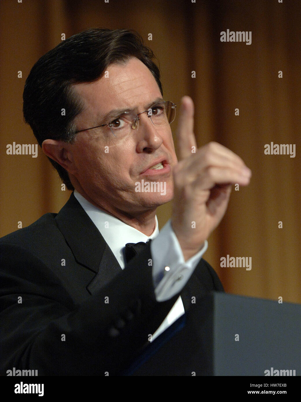 Comedian Stephen Colbert entertains guests the White House Correspondents' Association Dinner the Washington Hilton Hotel in Washington on April 29 2006. Stock Photo