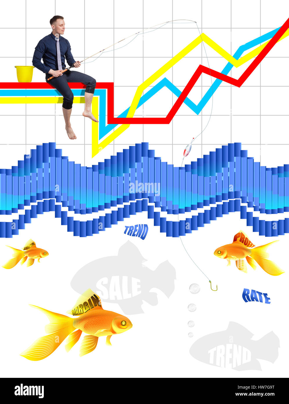The concept of work on the stock exchange as fishing Stock Photo