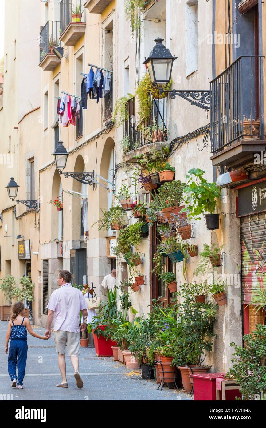 Spain, Catalonia, Barcelona, Raval carrer of Allada-Vermell Street in Old  Town Stock Photo - Alamy