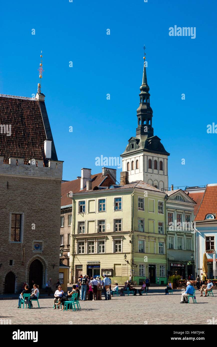 Estonia (Baltic States), Tallinn, Town Hall square, Raekoja Square (Raekoja plats), listed as World Heritage by UNESCO Stock Photo