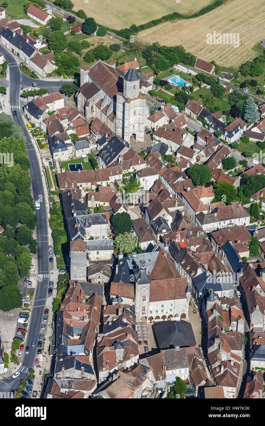 France, Lot, Martel, medieval town (aerial view) Stock Photo