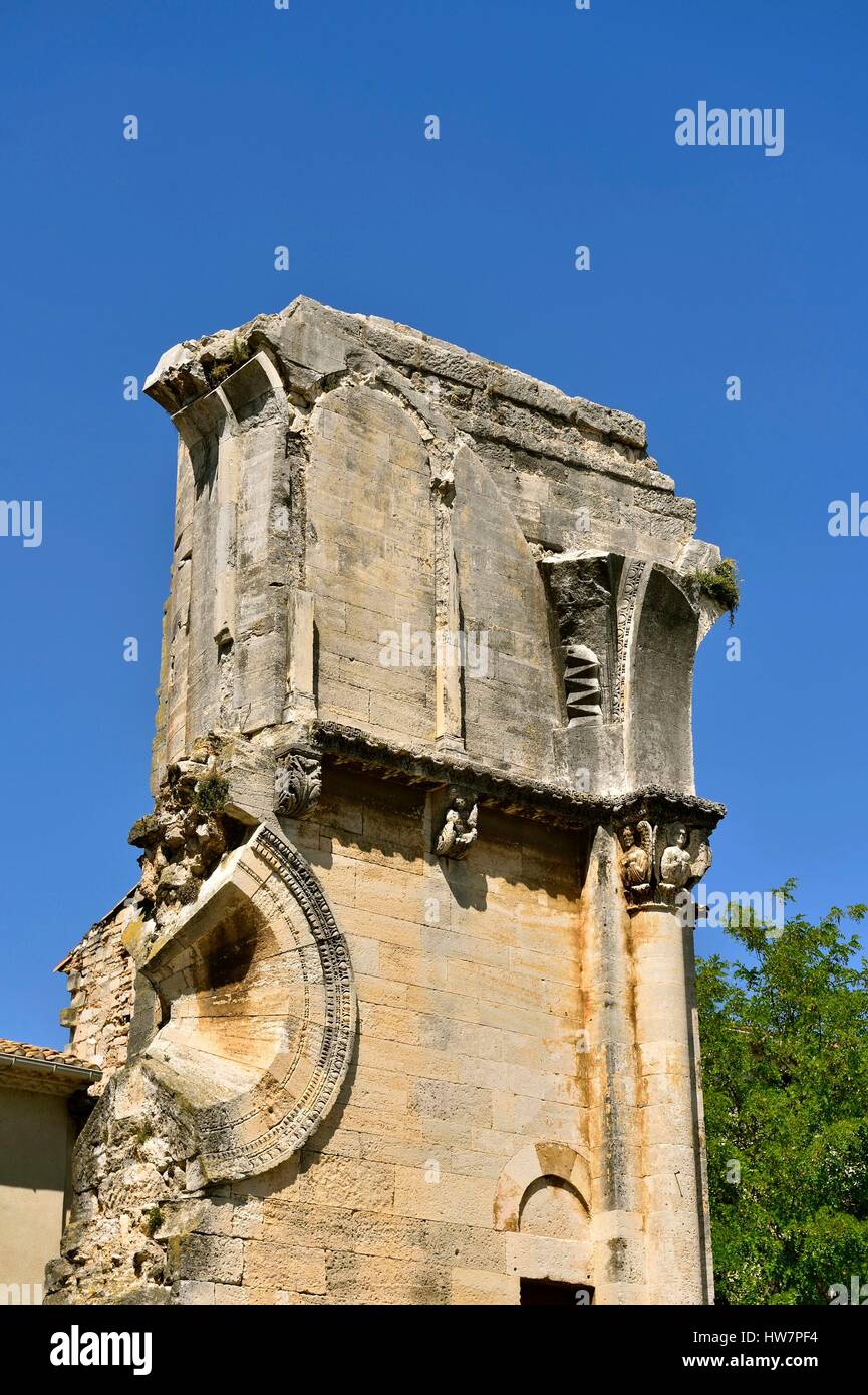 France Gard Saint Gilles Abbey Church of 12th-13th century listed as World Heritage by UNESCO under the road to St Jacques de Stock Photo