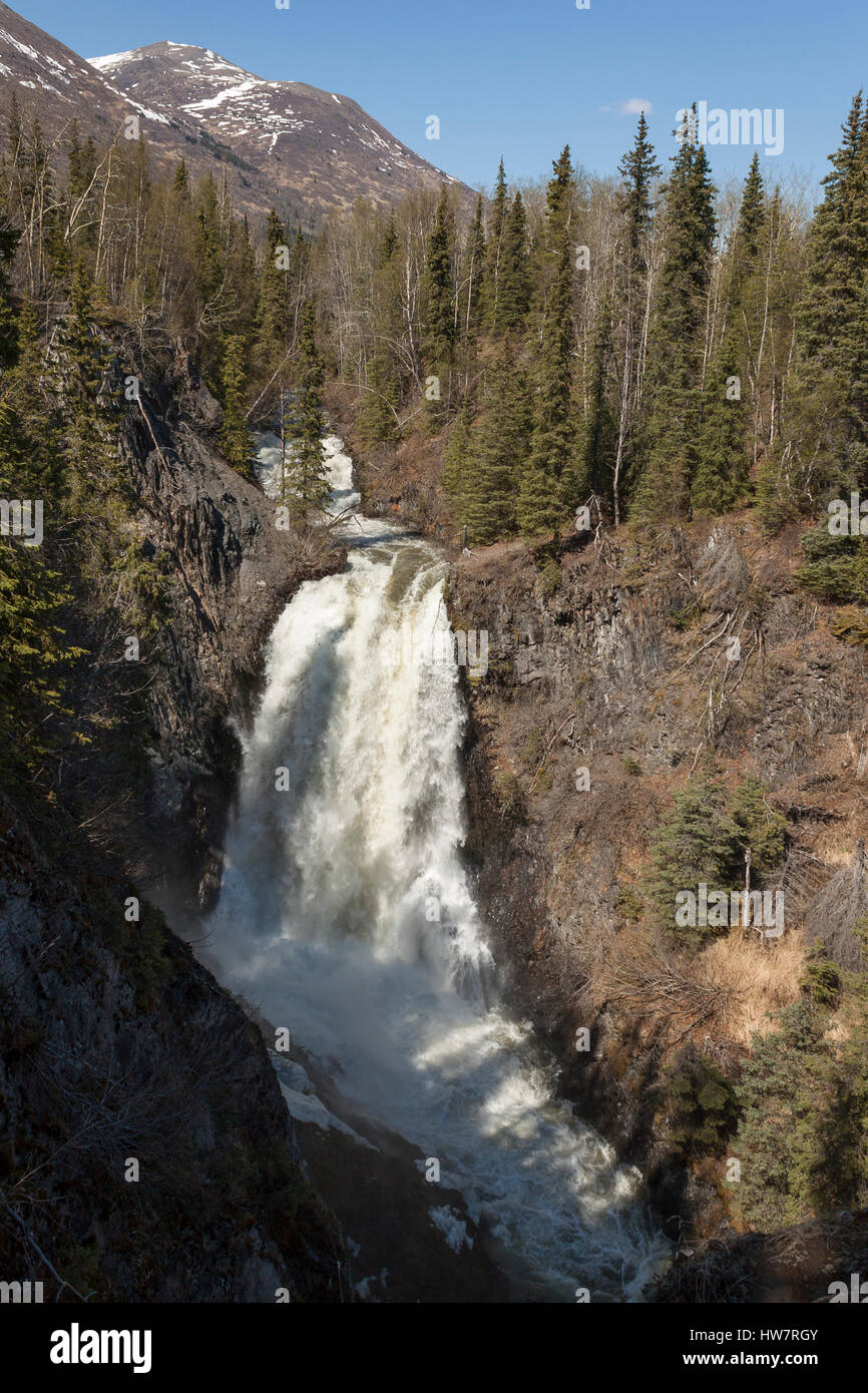 Juneau Falls on the Ressurrection Pass Trail, Alaska. Stock Photo