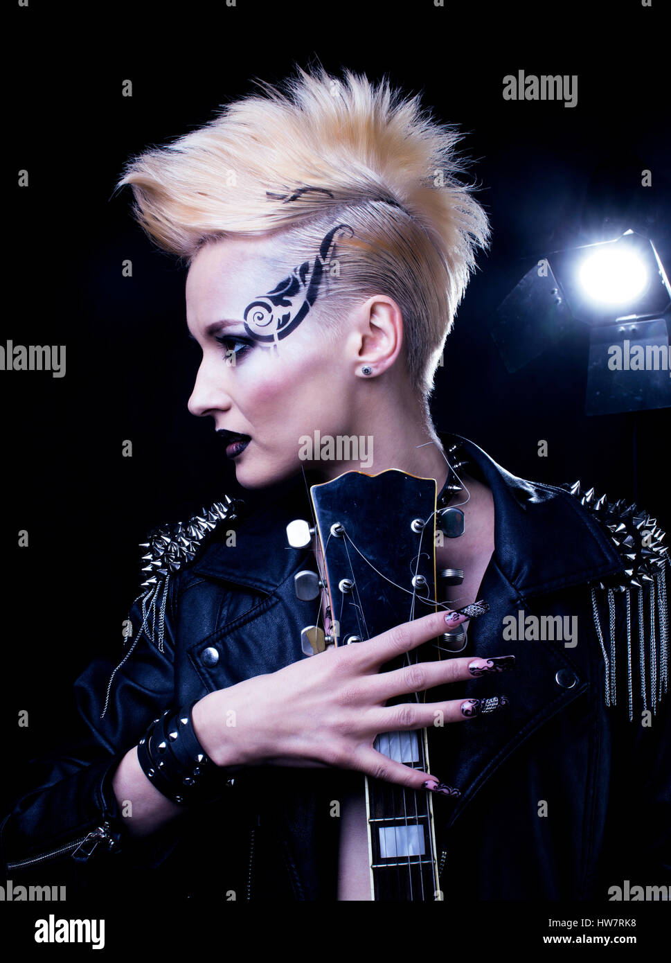 Fashion Rocker Style Model Girl Portrait. Hairstyle. Rocker or P Stock ...