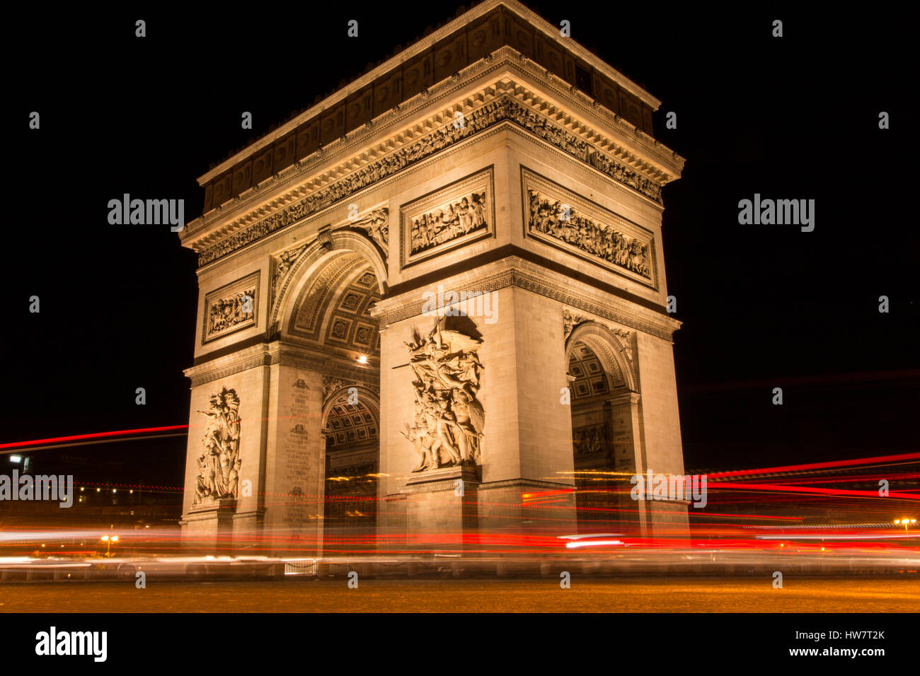 PARIS, FRANCE- OCTOBER 4, 2016: Arc de Triomphe at night. Stock Photo