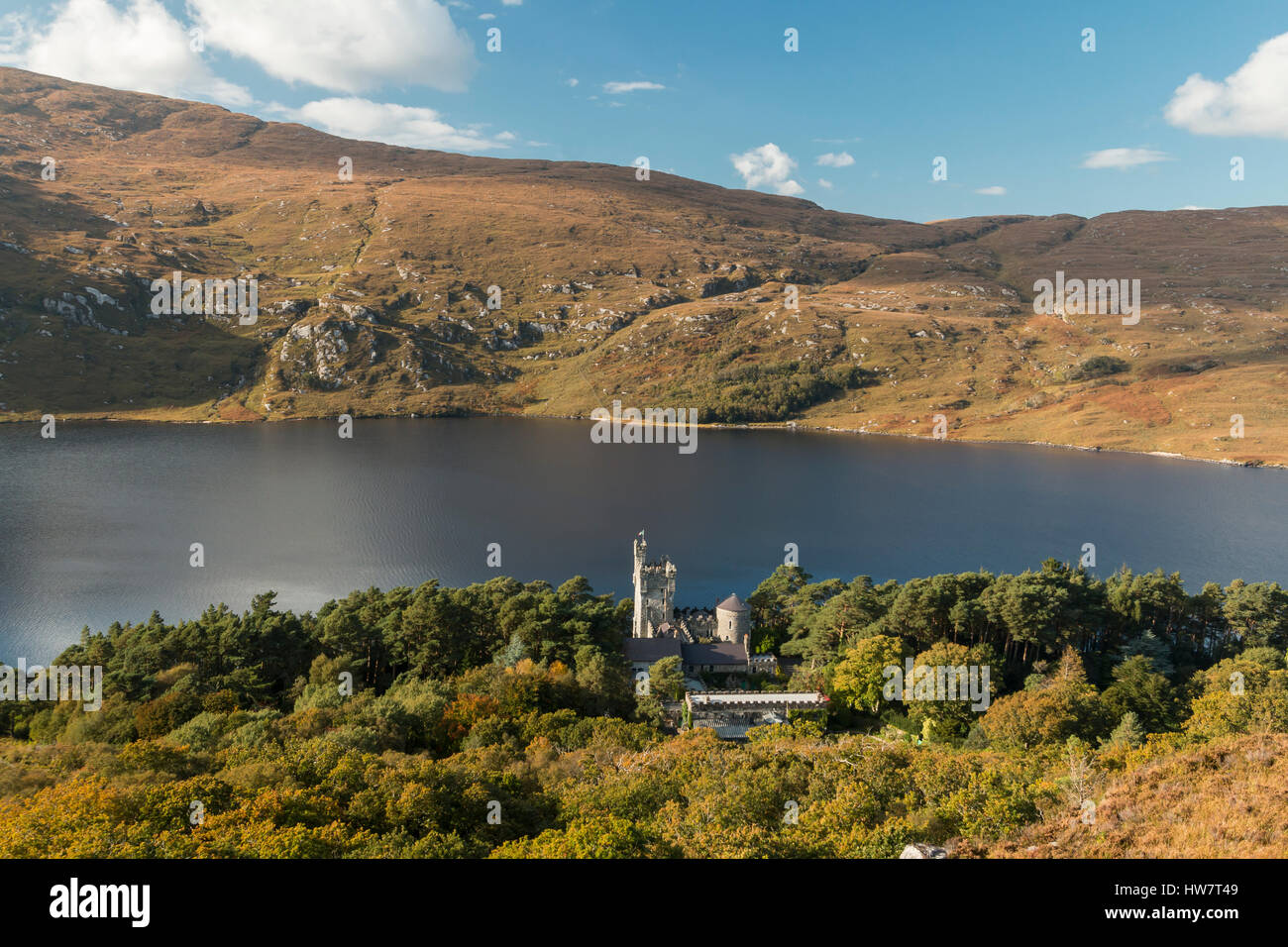 Glenveagh Castle and Loch in Glenveagh National Park, County Donegal, Ireland. Stock Photo