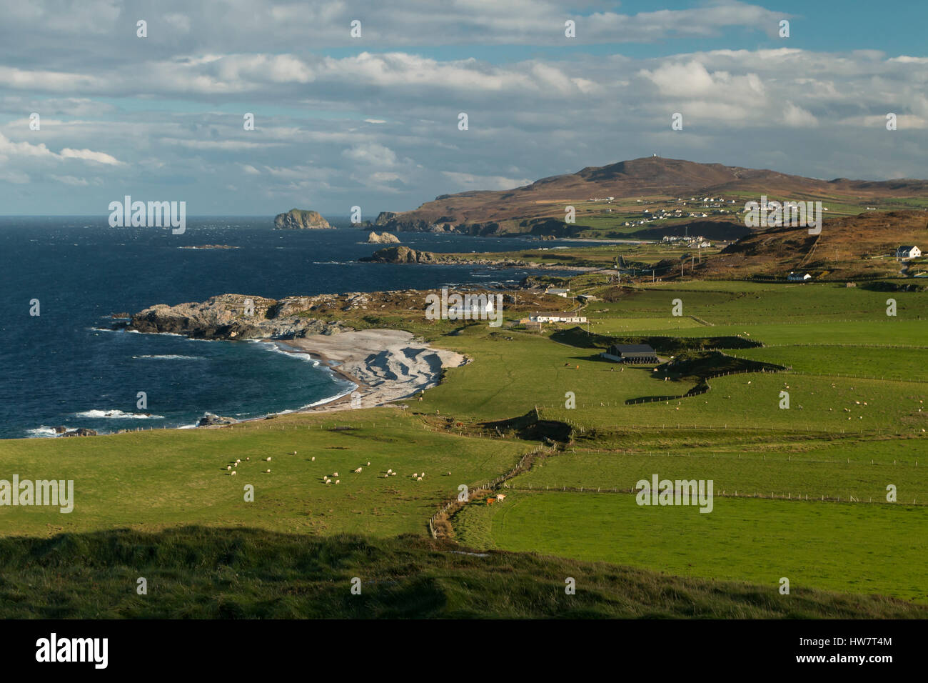 The view from Malin Head, the farthest northerly point in Ireland. Stock Photo