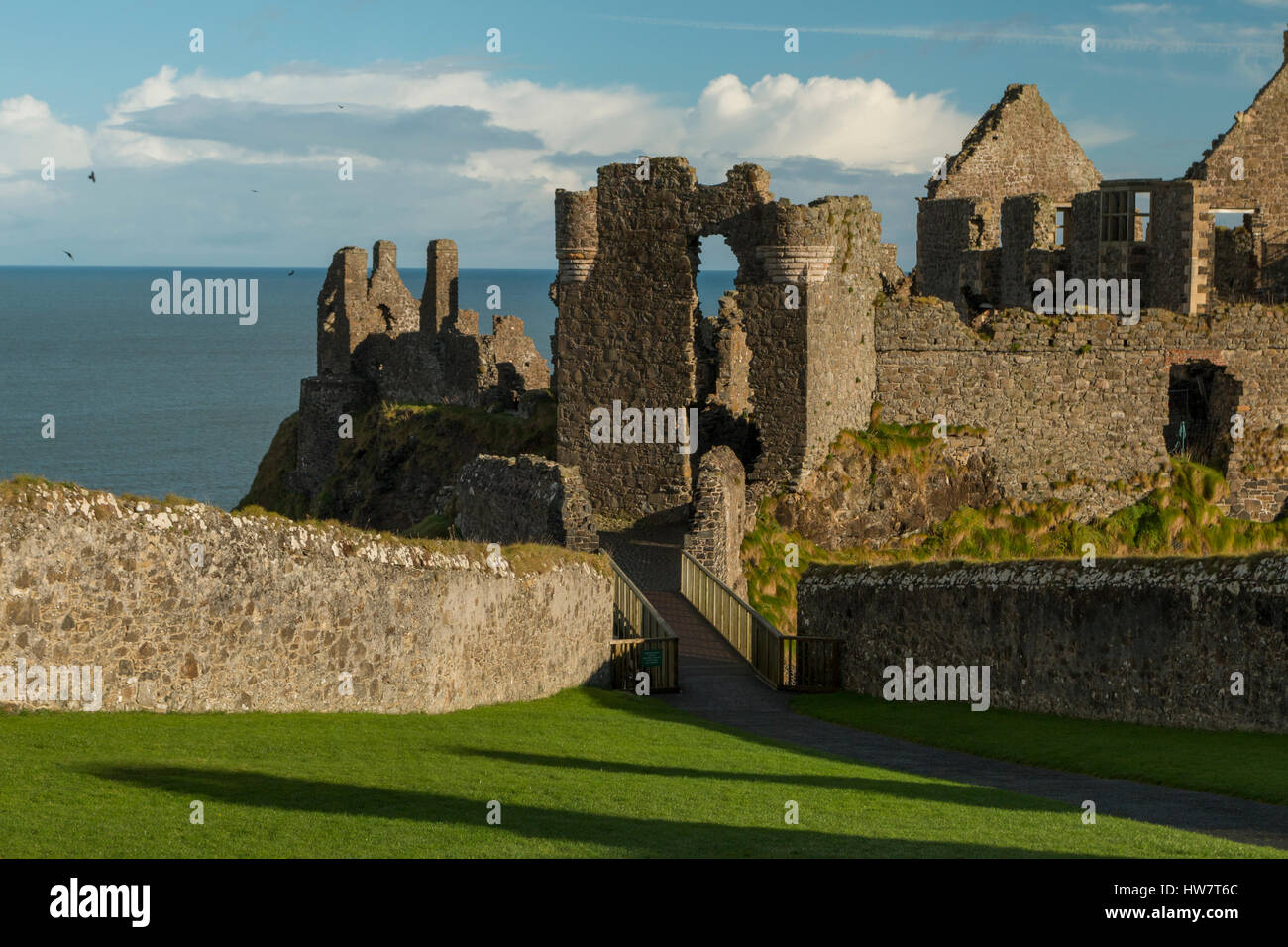 PORTRUSH, NORTHERN IRELAND- OCTOBER 17, 2016: Dunluce Castle ruins. Stock Photo